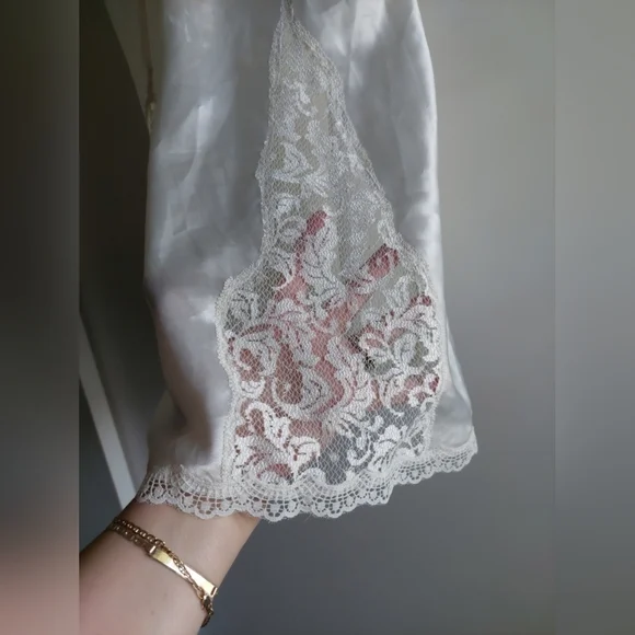 Vintage Victoria's Secret Gold Label Bridal Slip Dress Satin Nightgown L Ivory